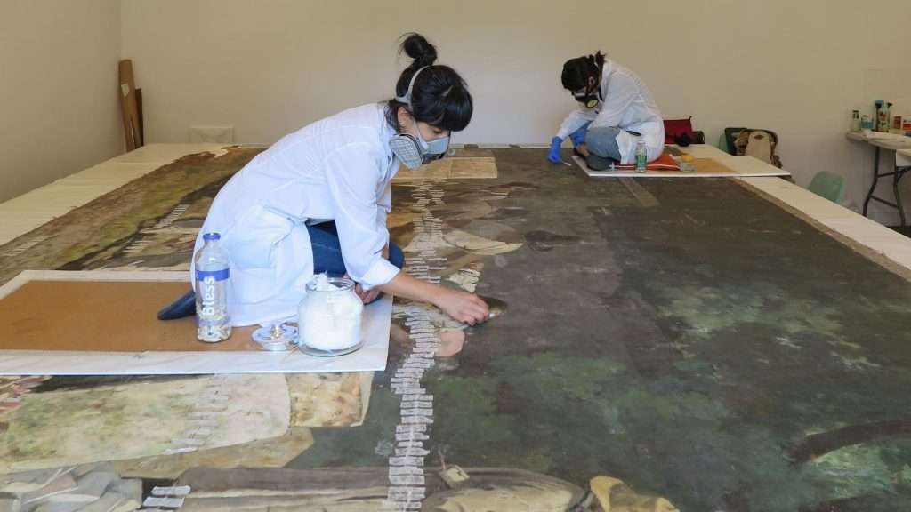Proceso de restauración de Los Canteros de Pedro Lira.