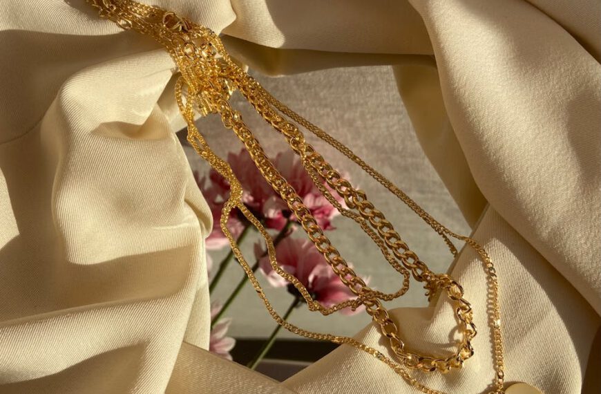 jewelry on elegant creased textile