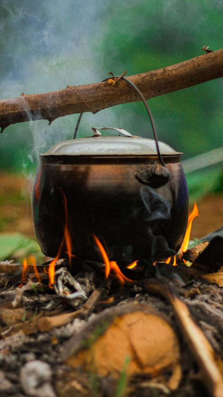outdoor cooking using firewood